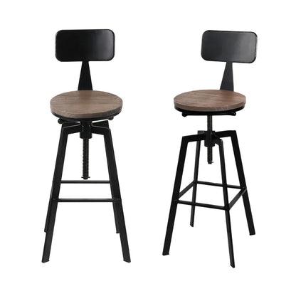Artiss 4x Bar Stools Kitchen Dining Chairs Adjustable Wood Stool w/Backrest - Mekamart Australia