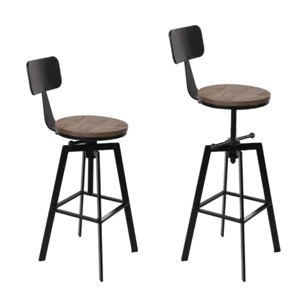 Artiss 4x Bar Stools Kitchen Dining Chairs Adjustable Wood Stool w/Backrest - Mekamart Australia