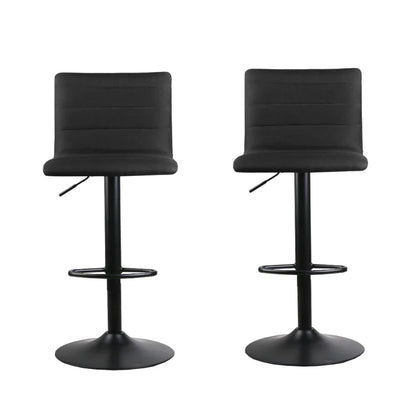 Artiss 2x Bar Stools Gas Lift Linen Fabric Black - Mekamart Australia