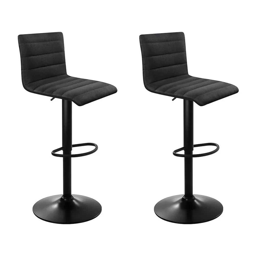 Artiss 2x Bar Stools Gas Lift Linen Fabric Black - Mekamart Australia