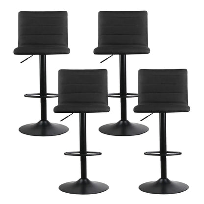 Artiss 4x Bar Stools Gas Lift Linen Fabric Black - Mekamart Australia