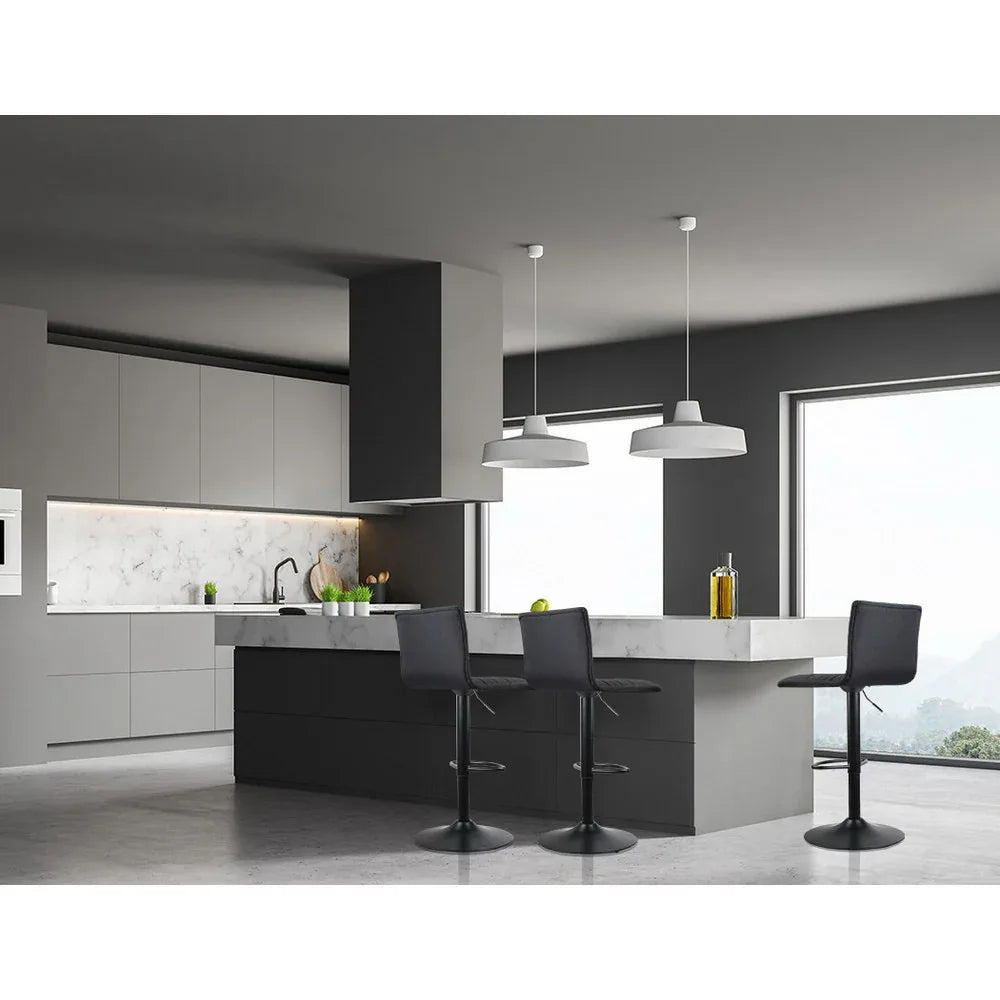 Artiss 4x Bar Stools Gas Lift Linen Fabric Black - Mekamart Australia