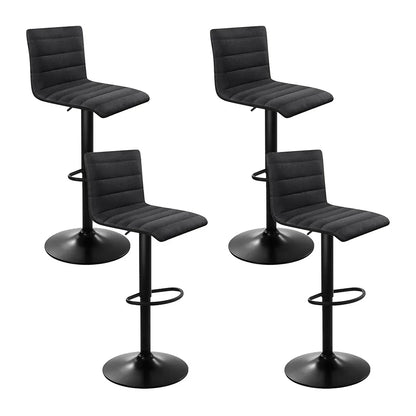 Artiss 4x Bar Stools Gas Lift Linen Fabric Black - Mekamart Australia
