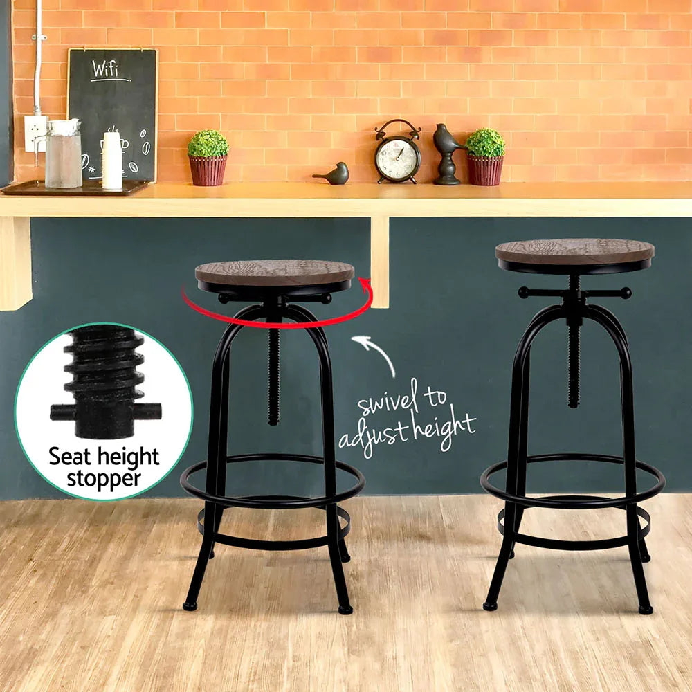 Artiss Bar Stools Adjustable Wood Chairs - Mekamart Australia