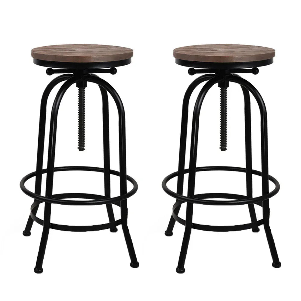 Artiss 2x Bar Stools Adjustable Wood Chairs - Mekamart Australia