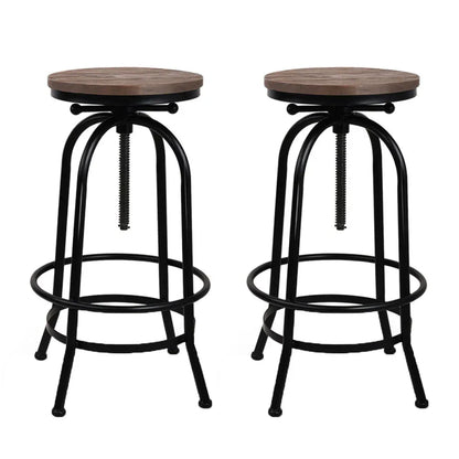 Artiss 2x Bar Stools Adjustable Wood Chairs - Mekamart Australia
