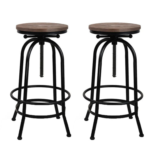 Artiss 2x Bar Stools Adjustable Wood Chairs - Mekamart Australia