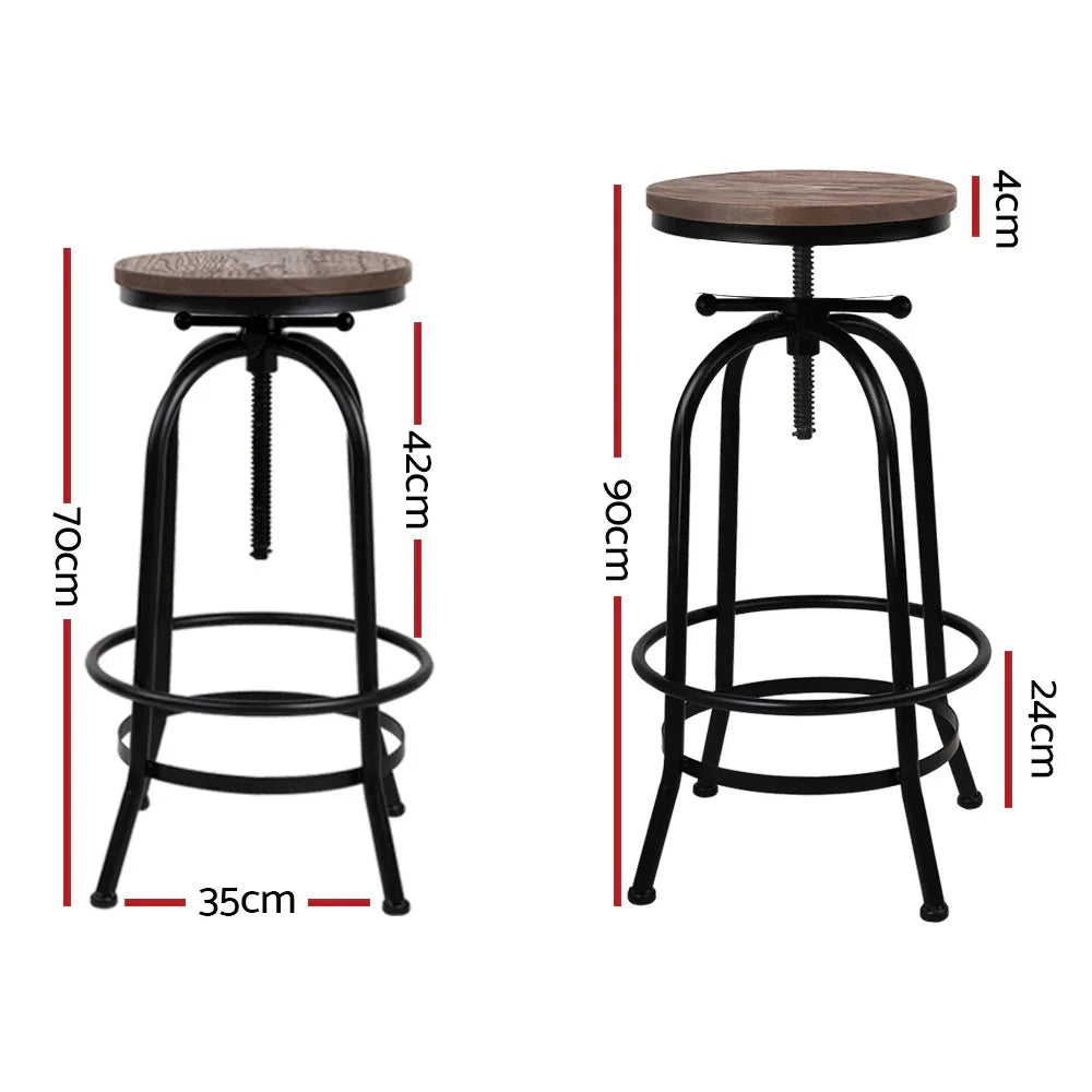 Artiss 2x Bar Stools Adjustable Wood Chairs - Mekamart Australia