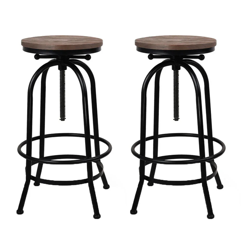 Artiss 2x Bar Stools Adjustable Wood Chairs - Mekamart Australia