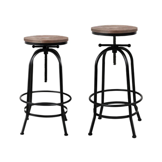 Artiss 4x Bar Stools Kitchen Dining Chairs Adjustable Wooden Vintage Stool - Mekamart Australia