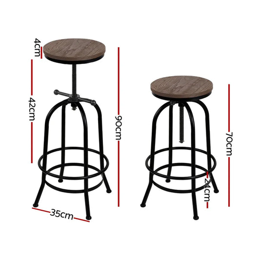 Artiss 4x Bar Stools Kitchen Dining Chairs Adjustable Wooden Vintage Stool - Mekamart Australia