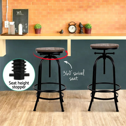 Artiss 4x Bar Stools Kitchen Dining Chairs Adjustable Wooden Vintage Stool - Mekamart Australia