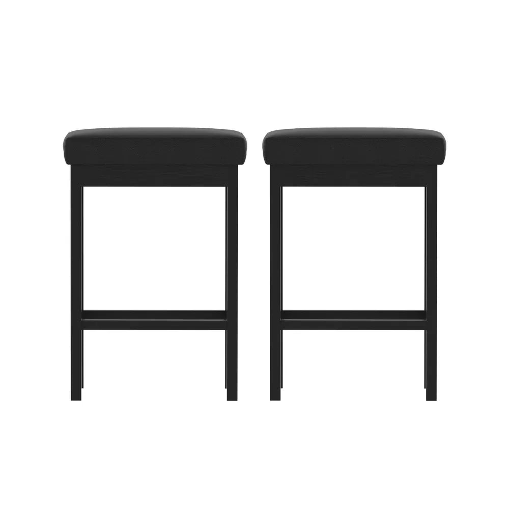 2x Artiss Metal Bar Stools PU Seat Dining Counter Chairs - Mekamart Australia
