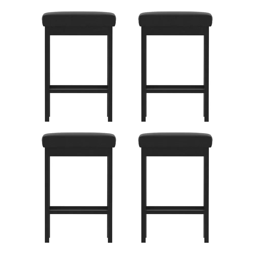 A Set of 4 Artiss Metal Bar Stools PU Seat Dining Counter Chairs - Mekamart Australia