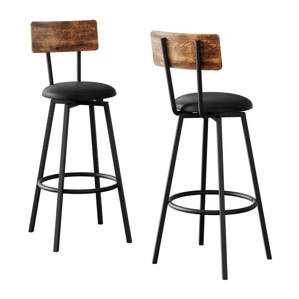 Artiss 2X Industrial Bar Stools Upholstered Counter Chairs Steel Frame Anti-Scratch - Mekamart Australia