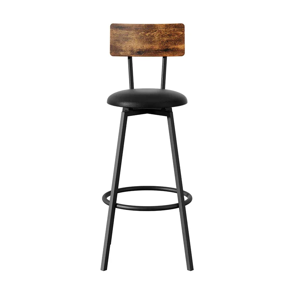 Artiss 2X Industrial Bar Stools Upholstered Counter Chairs Steel Frame Anti-Scratch - Mekamart Australia