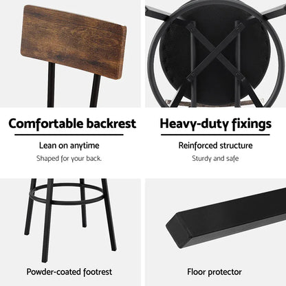 Artiss 2X Industrial Bar Stools Upholstered Counter Chairs Steel Frame Anti-Scratch - Mekamart Australia