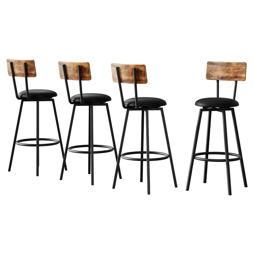 Artiss 4X Industrial Bar Stools Upholstered Counter Chairs Steel Frame Anti-Scratch - Mekamart Australia