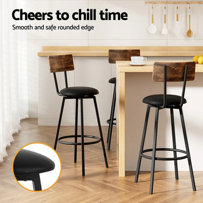 Artiss 4X Industrial Bar Stools Upholstered Counter Chairs Steel Frame Anti-Scratch - Mekamart Australia