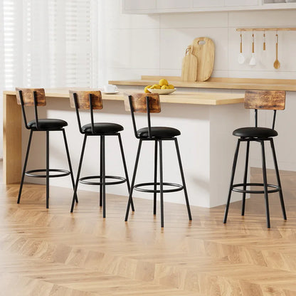Artiss 4X Industrial Bar Stools Upholstered Counter Chairs Steel Frame Anti-Scratch - Mekamart Australia