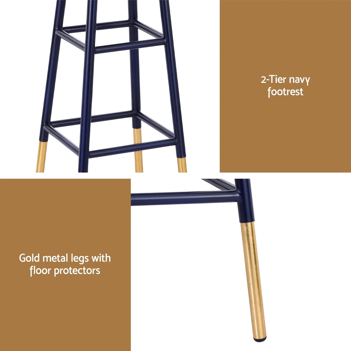 Artiss Bar Stools Metal Gold Navy - Mekamart Australia