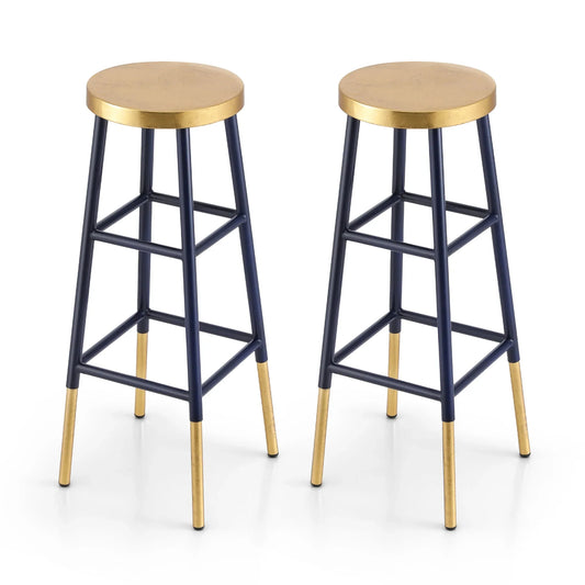 Artiss 2x Bar Stools Metal Gold Navy