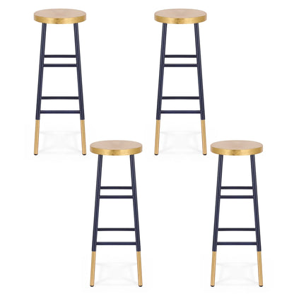 Artiss 4x Bar Stools Metal Gold Navy