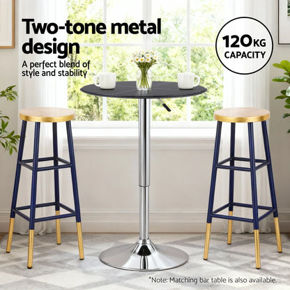 Artiss 4x Bar Stools Metal Gold Navy