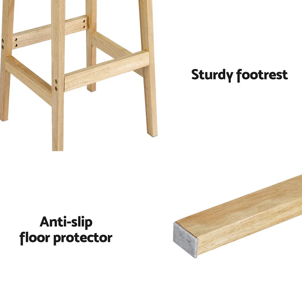 Artiss 2x Bar Stools Rubber Wood Stool Counter Chair Rattan Barstools Kitchen - Mekamart Australia