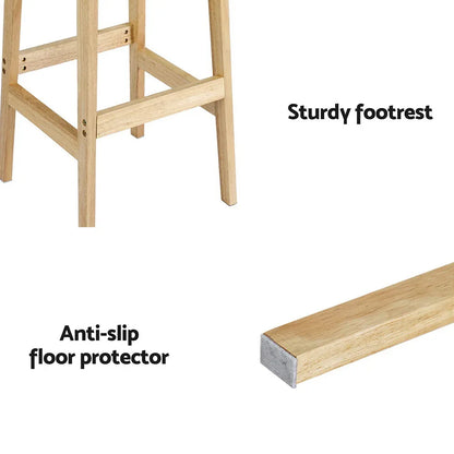 Artiss 2x Bar Stools Rubber Wood Stool Counter Chair Rattan Barstools Kitchen - Mekamart Australia