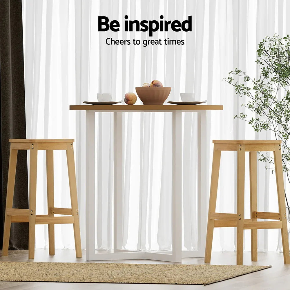 Artiss 2x Bar Stools Rubber Wood Stool Counter Chair Rattan Barstools Kitchen - Mekamart Australia