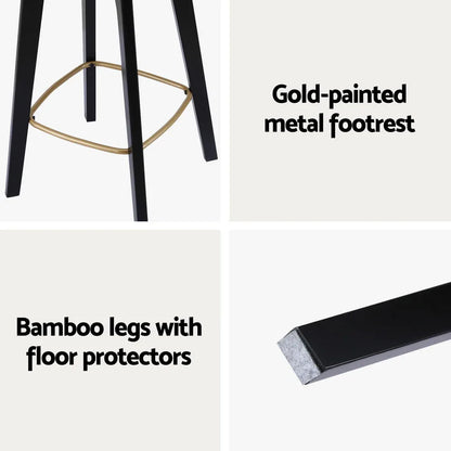 Artiss 2x Bar Stools Rattan Counter Kitchen Dinning Chair Bamboo Saddle Black - Mekamart Australia