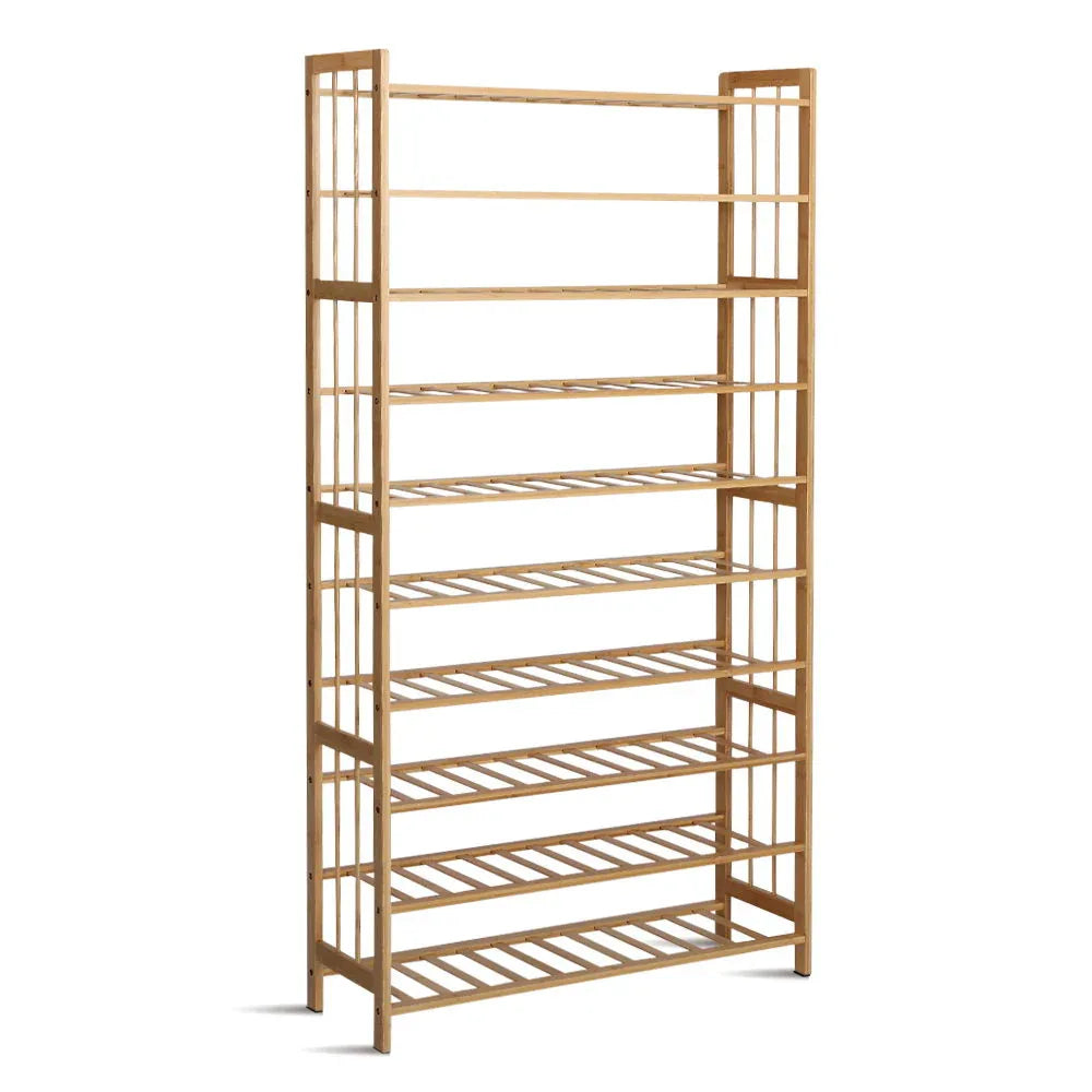 Artiss Shoe Rack Cabinet Bamboo 10-tier 50 Pairs - Mekamart Australia