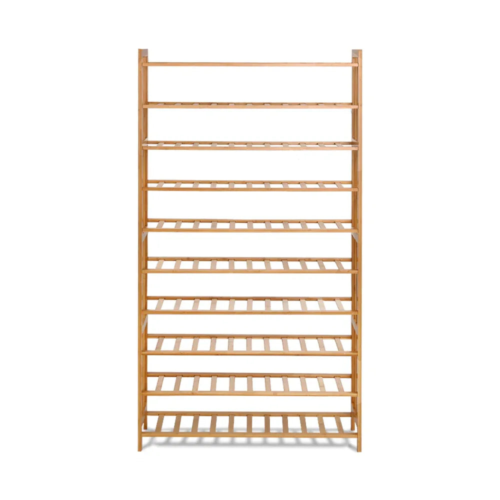 Artiss Shoe Rack Cabinet Bamboo 10-tier 50 Pairs - Mekamart Australia