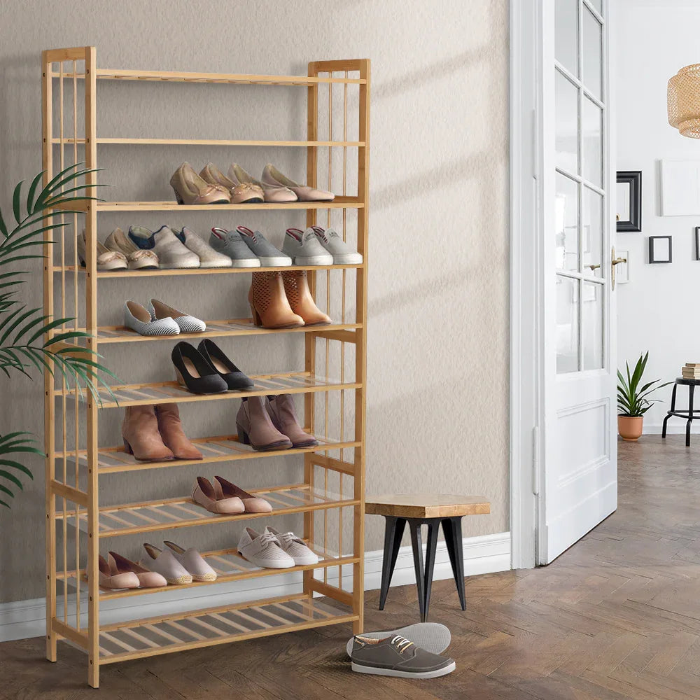 Artiss Shoe Rack Cabinet Bamboo 10-tier 50 Pairs - Mekamart Australia