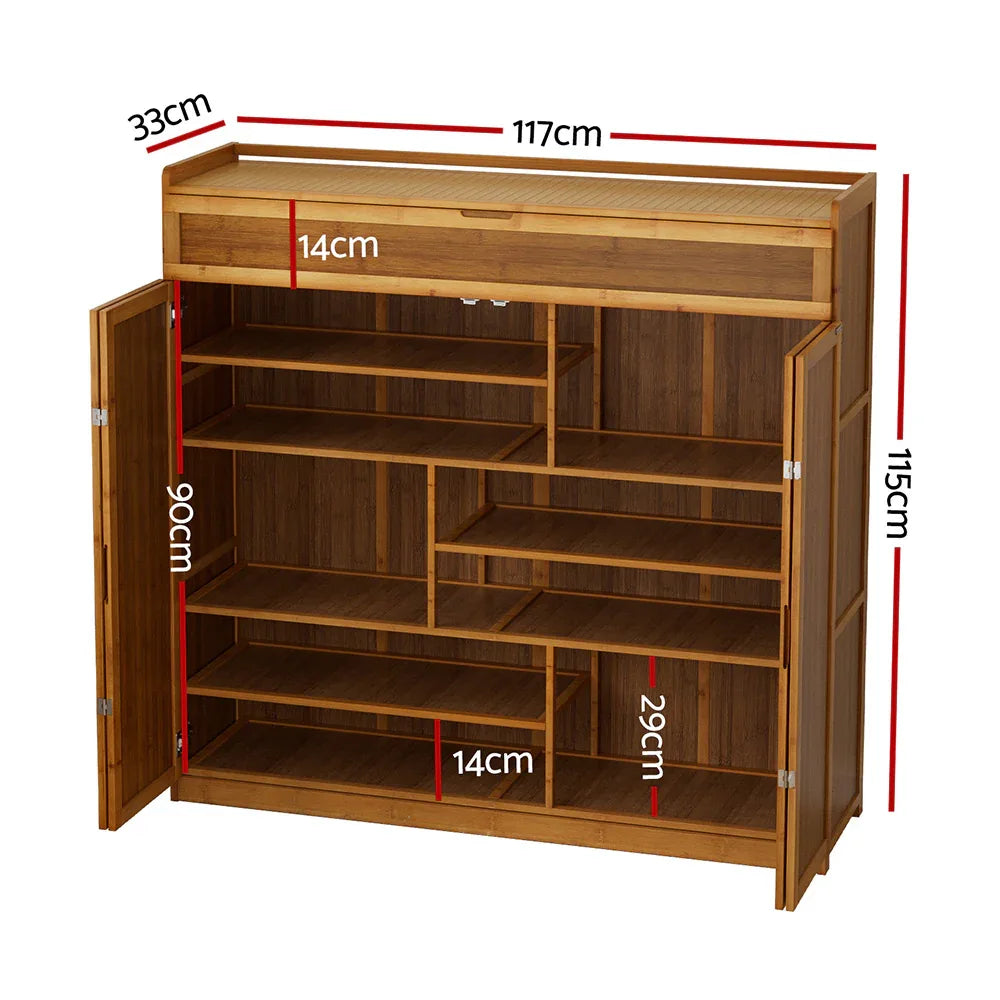 Artiss Shoe Rack Cabinet 30 Pairs Storage Cupboard Bamboo - Mekamart Australia