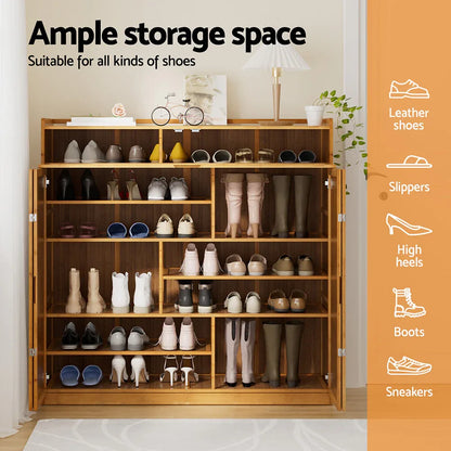 Artiss Shoe Rack Cabinet 30 Pairs Storage Cupboard Bamboo - Mekamart Australia