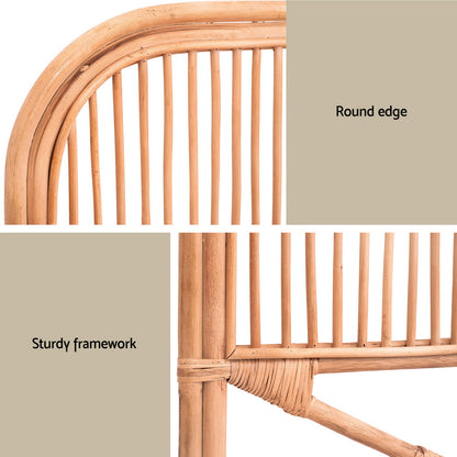 Artiss Bed Headboard Double Bedhead Rattan - NERO Pine