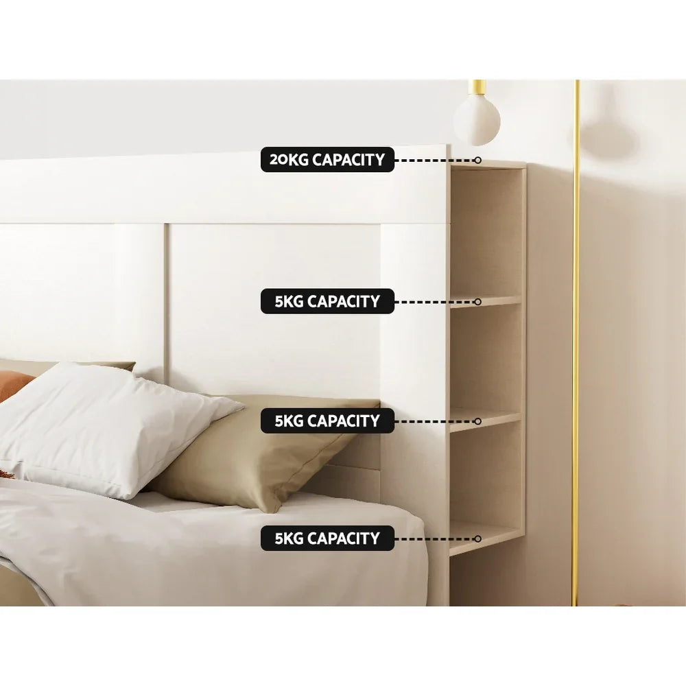 Artiss Bed Head Headboard King with Shelves - CABI White - Mekamart Australia