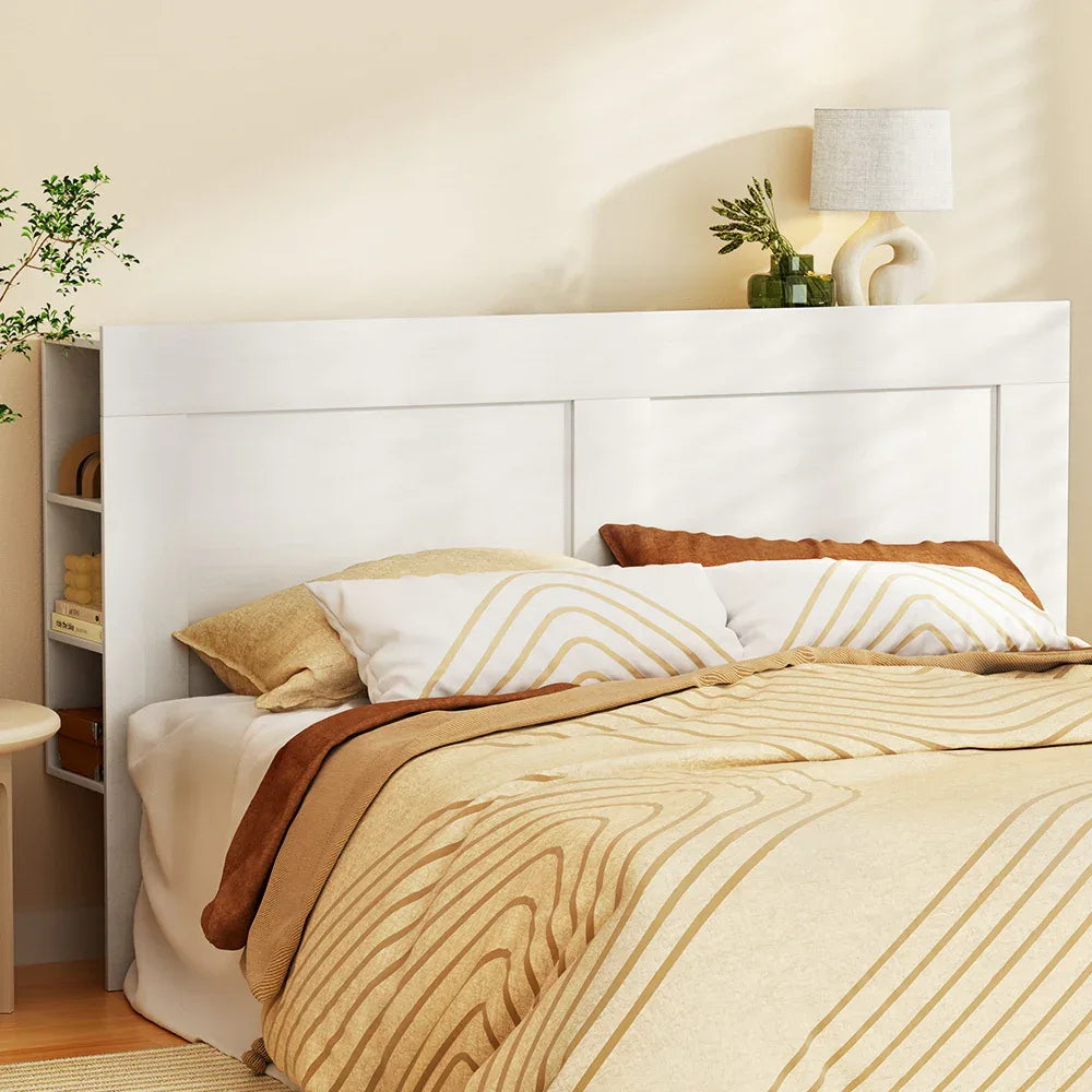 Artiss Bed Head Headboard King with Shelves - CABI White - Mekamart Australia