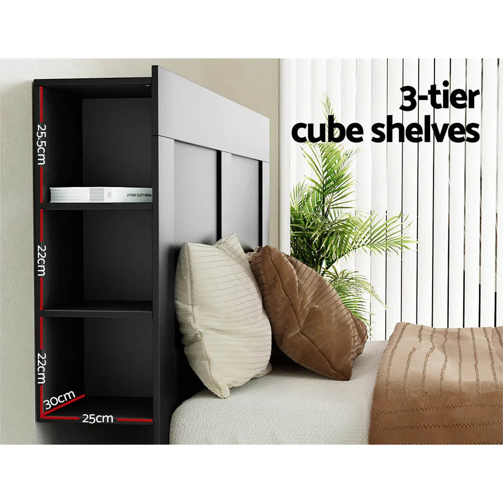 Artiss Bed Head Headboard Queen with Shelves - CABI Black - Mekamart Australia