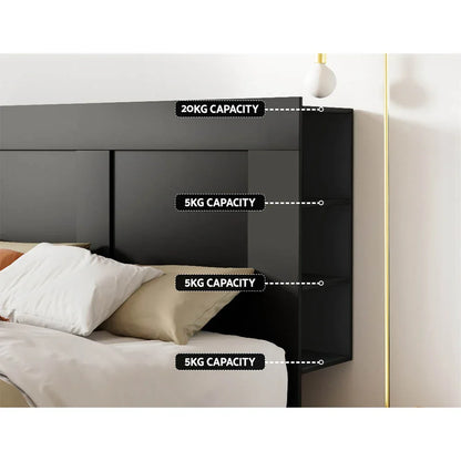 Artiss Bed Head Headboard Queen with Shelves - CABI Black - Mekamart Australia