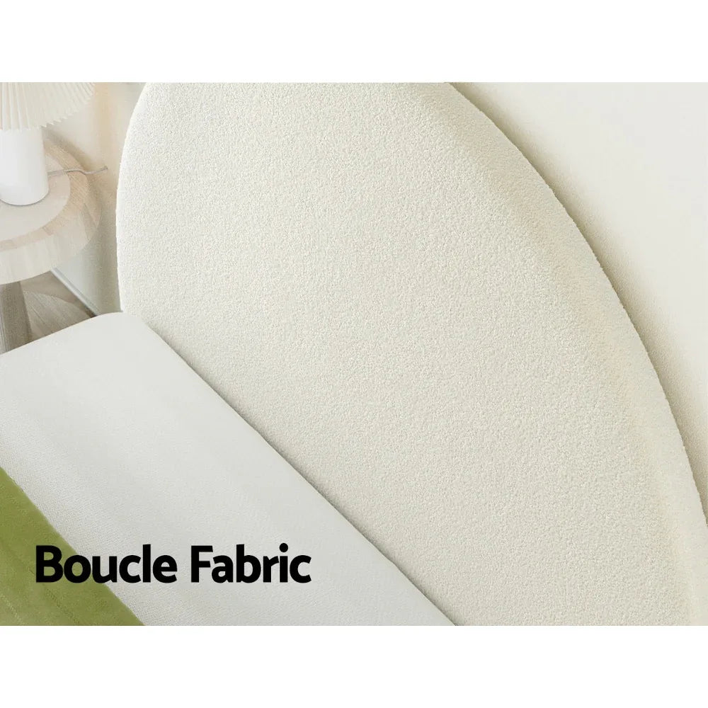 Artiss Bed Head Headboard Bed Frame Double Boucle - GREI White - Mekamart Australia