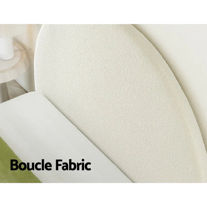 Artiss Bed Head Headboard Bed Frame Double Boucle - GREI White - Mekamart Australia