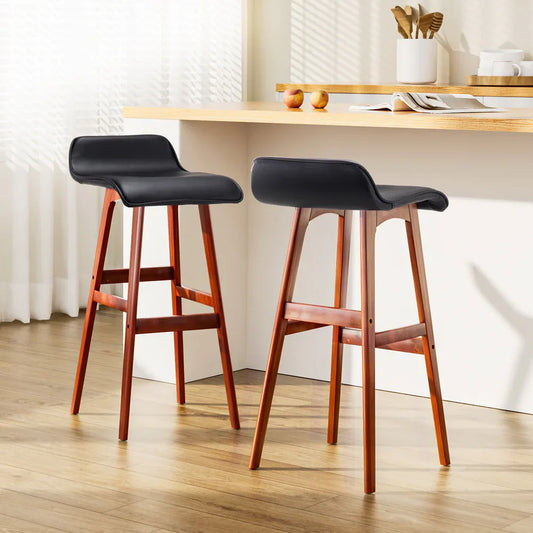 Artiss 2x Bar Stools Wooden Stool Black - Mekamart Australia