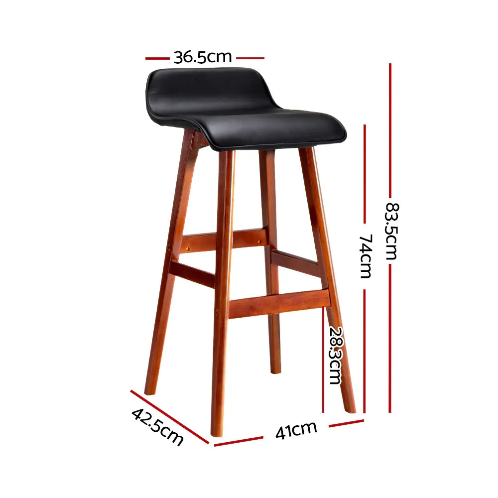 Artiss 2x Bar Stools Wooden Stool Black - Mekamart Australia