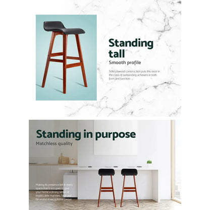 Artiss 2x Bar Stools Wooden Stool Black - Mekamart Australia