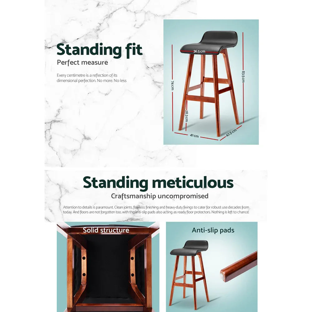 Artiss 2x Bar Stools Wooden Stool Black - Mekamart Australia