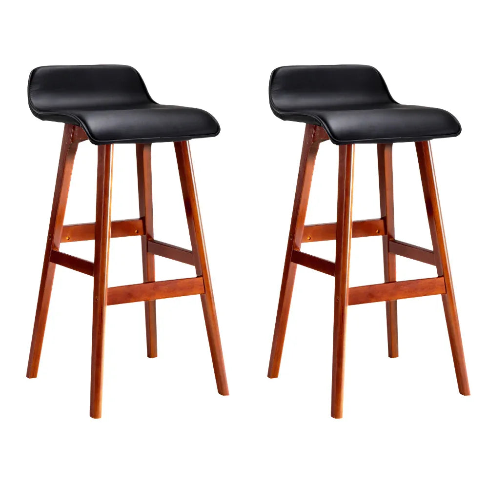 Artiss 2x Bar Stools Wooden Stool Black - Mekamart Australia