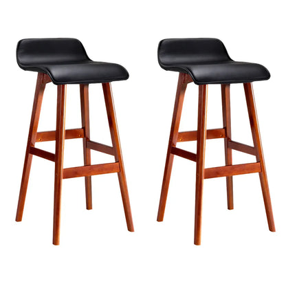 Artiss 2x Bar Stools Wooden Stool Black - Mekamart Australia